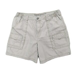 Saddlebred Cargo Shorts Khaki Tan 100% Cotton Canvas Casual Utility Mens Size 36